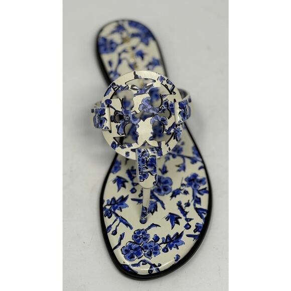 Tory Burch Miller sandal Blue white branches 7.5 - Picture 4 of 10